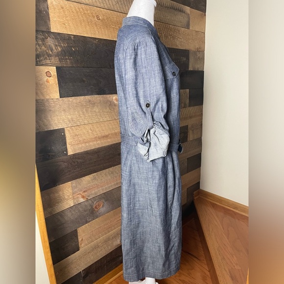 Alex Marie Blue Chambray Linen Blend Belted Dress Size 16 New - Picture 5 of 11